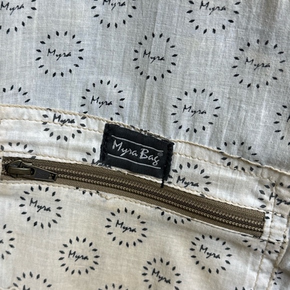 Myra Backpack Bag S-4450 France Cafes Canvas Upcycled Green Gray Brown 1877 main image 2